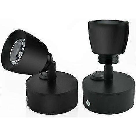 Lot de 2 lampes de lecture LED 12 V, 3 W, noires, murales avec interrupteur, orientables à 180°, pour éclairage intérieur de camping-cars, bateaux, caravanes et tentes. (1/5)