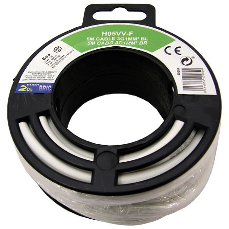 5m cable manguera redonda H05VV-F  3G1mm² blanco