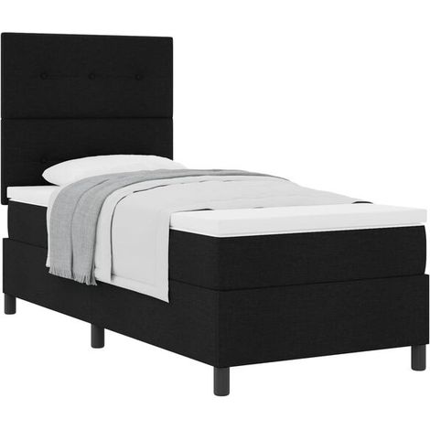 Matelas à ressorts avec sommier noir, dimensions 80 x 200 cm, revêtement en tissu. (1/5)