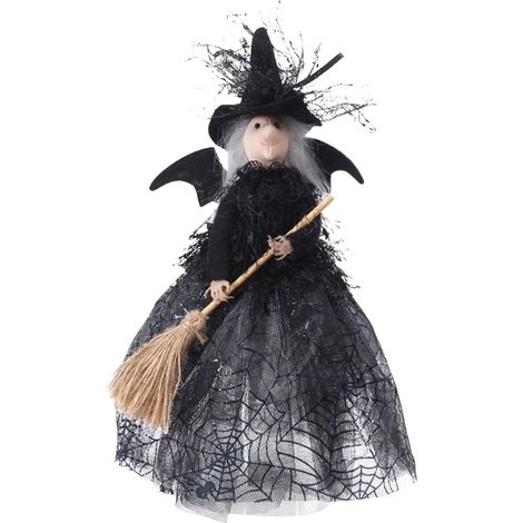 Witch Figurine - Silk Fabric - Halloween Table Ornament - Faceless Plush Gnome - 30 cm - 1 Piece (1/5)