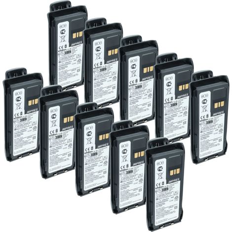 vhbw 10x Akku Ersatz für Motorola PMNN4807A, PMNN4808, PMNN4808A für Funkgerät, Walkie Talkie (2150 mAh, 8,4 V, Li-Ion) + Gürtelclip