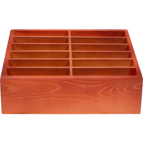 Handy-Schreibtisch-Organizer-Box mit 12 Fächern, temporäre Handybox aus Holz-21X15.5X9CM (1/3)