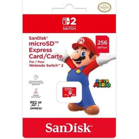 Carte mémoire Micro SD Express 256Go Sandisk pour Nintendo Switch 2 (1/2)