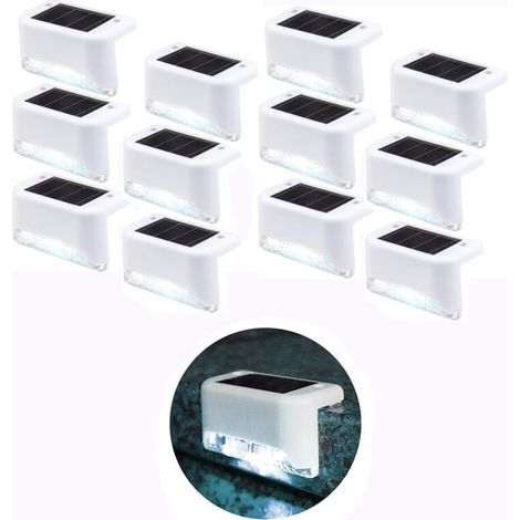 Waterproof solar fence light, solar deck light, stair light, IP65 LED solar garden lights for patio stair fences (White light, 12 PCS)
