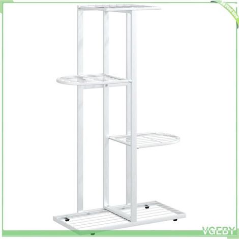 Support pour plantes - FAFEICY - 336109 - 4 niveaux - 43x22x76 cm - Blanc - Métal (1/5)