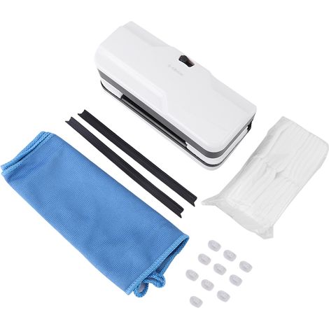 Lave-vitre magnétique double face avec corde de sécurité, chiffon microfibre anti-rayures, pour vitres et miroirs, blanc/orange (1/5)