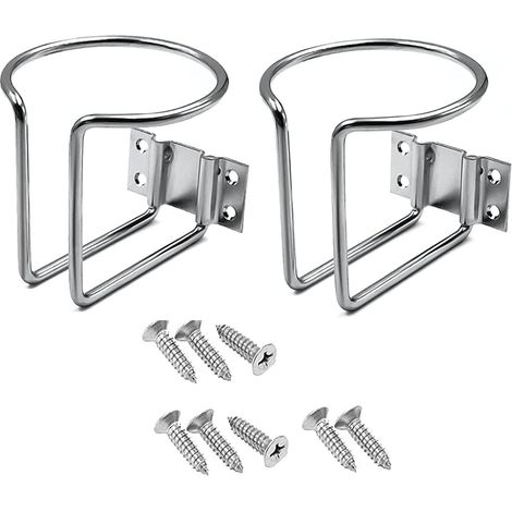 Porte-Gobelet - Acier Inoxydable - Forme L - Pour Bateau Yacht Camion Voiture Caravane - 88 x 73 x 76 mm - 2 Pièces