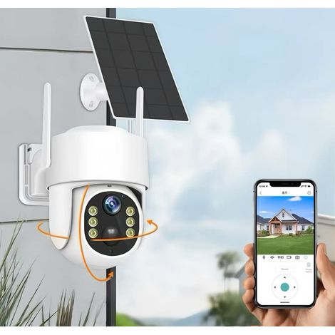 Caméra de surveillance WiFi 5G, alimentée à l'énergie solaire, moniteur HD 4MP, vision nocturne couleur, audio bidirectionnel, IP66