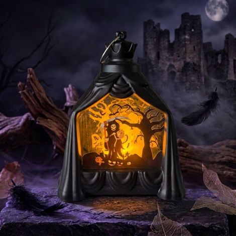 Lanterne décorative LED pour Halloween, veilleuse à silhouette, décoration suspendue ou de table pour intérieur