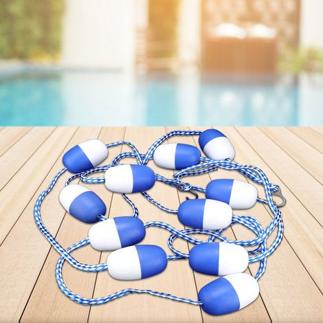 Corde flottante 5m délimitation piscine sécurité ligne couloirs nage avec 11 bouées en nylon ABS 700g (1/5)