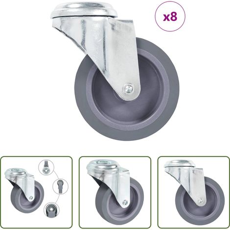 vidaXL Lenkrolle 75 mm - 8 Stk. Lenkrollen mit Bolzenloch 75 mm (1/5)