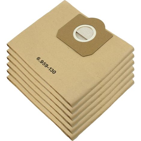 Sacs pour aspirateur WD3 compatibles avec Karcher 6.959-130.0, sacs filtrants en papier 1629 MV3 A2201/2204/2504/2554/2251/2604, sacs pour aspirateur, sacs en papier (6 sacs jaunes) (1/4)