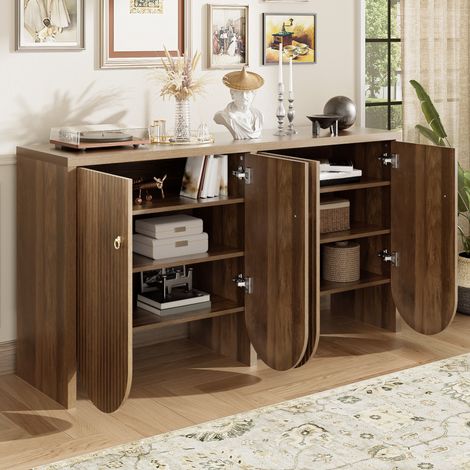 mobile contenitore 147 cm in MDF noce 4 porte capiente OKMYHOME (1/5)