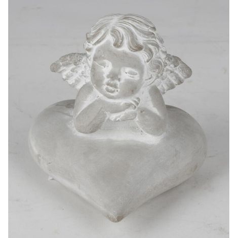 8x Gartendekoration Engel Herz Zement Grau Grabfigur Statue Skulptur Rasen Außen (1/3)