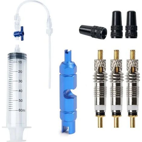 60ML Vélo Tubeless Pneu Liquide Injection Outil Ensemble Pneu Tubeless Scellant Injecteur Seringue Tuyau En Caoutchouc Kit pour Outil De Réparation De Vélo FDC (1/4)
