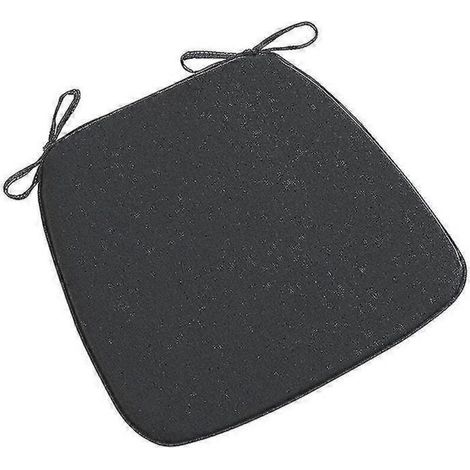 Coussin de chaise de salle à manger, en mousse à mémoire de forme antidérapante avec sangles, 45 x 42 cm, noir (1/5)