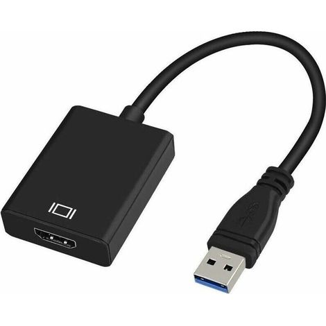 Adaptateur USB 3.0 vers HDMI, Convertisseur USB 3.0/2.0 vers HDMI 1080P Full HD (mâle à Femelle) avec Audio pour Ordinateur Portable Projecteur HDTV Compatible avec Windows XP 7/8 / 8.1/10