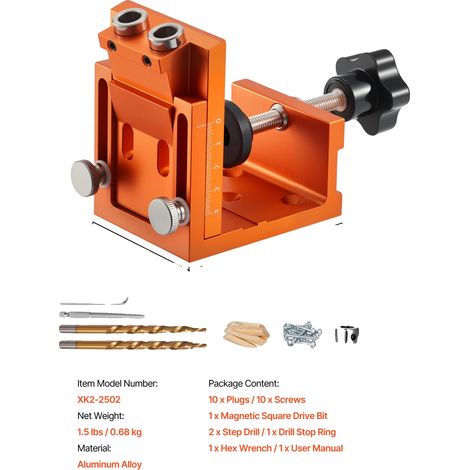 Kit de plantilla para agujeros ocultos, construcción de metal y nailon, incluye broca y accesorios, versión portátil. (1/2)