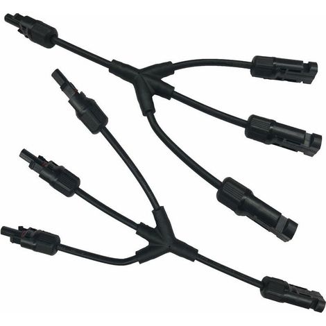 Connecteur adaptateur en Y pour câble de panneau solaire, 3 branchements, connecteur de câble solaire (F/F/F/M et M/M/M/F) (1/5)
