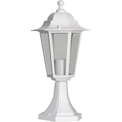 Borne lumineuse extérieure vintage 60W max E27 – Fonte d'aluminium blanche – Indice de protection IP43 – Ø20x38cm – Bricolage Direct