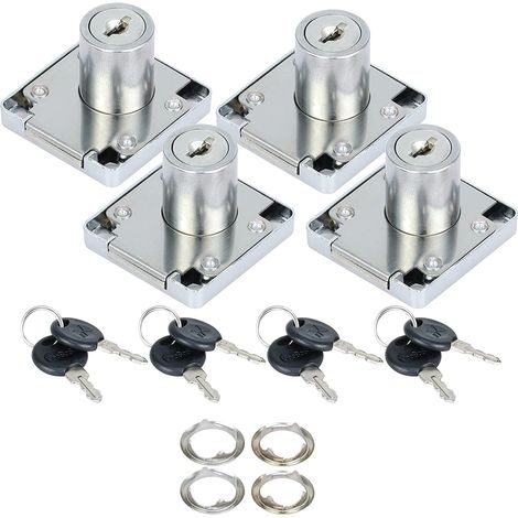 Lot de 4 verrous cylindriques pour tiroirs, 22 mm, en alliage de zinc, pour armoires, bureaux