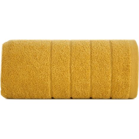Serviette de bain Eurofirany moelleuse et absorbante, couleur moutarde, 70 x 140 cm (1/5)