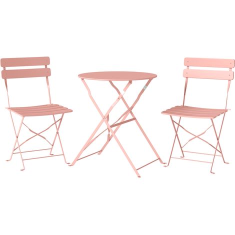 Salon de Jardin Isenbard Pliable 2 Places Résistant Extérieur Rose Pâle
