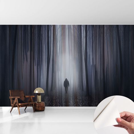 Carta da parati adesiva - fotomurale - facile da applicare - per la soggiorno - camera da letto - Silenzio della foresta 416x254 cm (1/5)