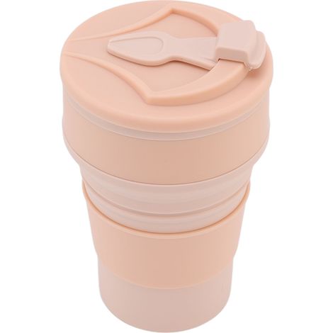 Gobelet pliable en silicone rose de 500 ml, portable et résistant à la chaleur, idéal pour boire de l'eau ou du thé lors de voyages d'affaires ou en extérieur. (1/5)