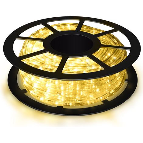 Tube lumineux flexible 20 m pour intérieur et extérieur éclairage décoratif ambiance festive en pvc beige