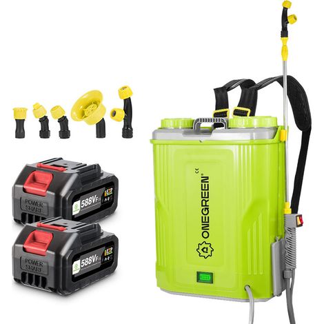 Spruzzatore elettrico da 20 l, spruzzatore a pressione da 80 psi – spruzzatore da tetto con lancia telescopica, 5 ugelli e due batterie al litio