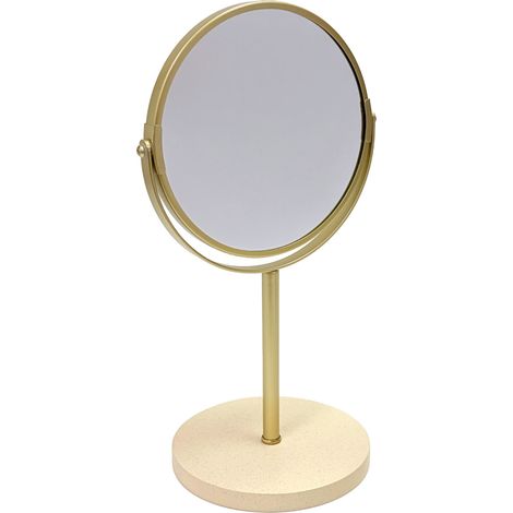 Miroir grossissant double face sur pied en métal Doré 20x15x35 cm (1/2)