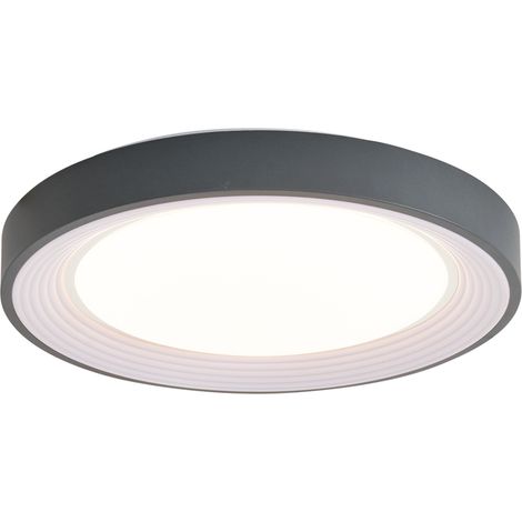 QAZQA Lampada da soffitto kanton - Moderno - Metallo,Plastico - Grigio/Bianco - Tondo (non sostituibile) LED Max. 1 x 30 Watt
