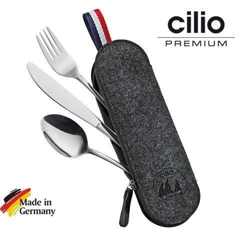 Set di posate Cilio Viaggio in custodia, 3 pezzi, 23,5 x 7,5 cm, nero (1/3)