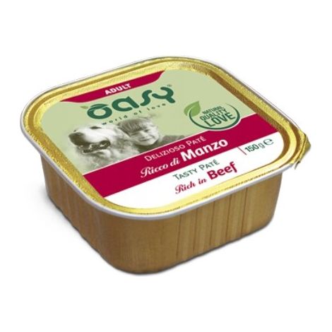 Oasy Dog Pâté Delizioso Aliment en barquette pour chiens adultes 150 g - Bœuf 150 g