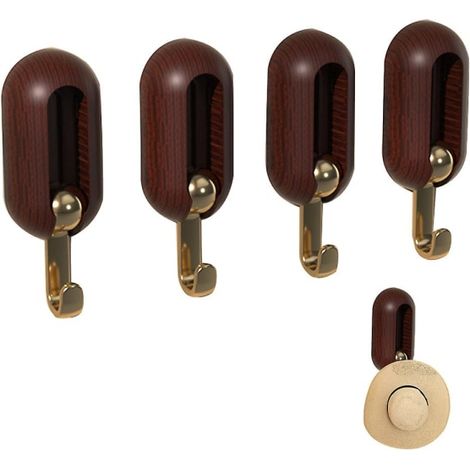 Crochets muraux adhésifs en noyer, porte-clés décoratif pour mur, crochets autocollants pour clés et accessoires, lot de fixation sans perçage, design moderne pour entrée et couloir (1/5)