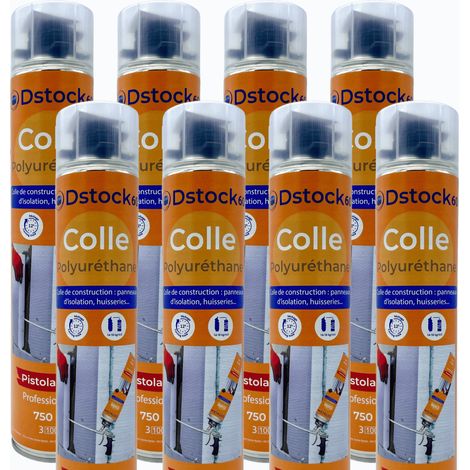 DSTOCK60- 8 colles de montage polyuréthane pistolable - Colle polyuréthane non expansive - Pour le collage et montage de matériaux isolants, panneaux XPS et EPS, rouleaux d'étanchéité toiture bitume…