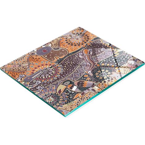 Tabla de cocina de vidrio templado con gr谩ficos de animales australianos, 60 x 52 cm. (1/5)