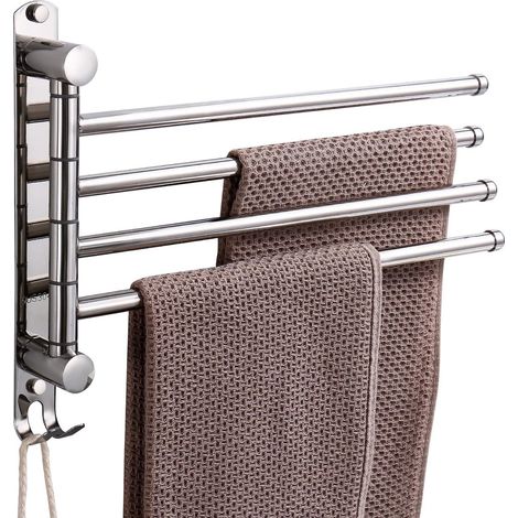 Porte serviettes argenté pour salle de bain fixation murale (1/5)