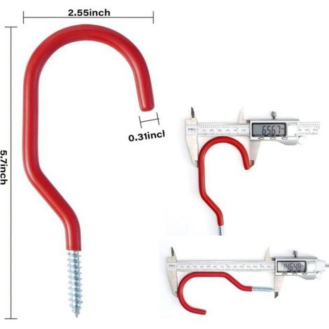 Crochets Vélo, Lot de 8, Porte-Vélo Fixation Mural, Abri Garage, Jardin, Plastique, Rouge (1/4)