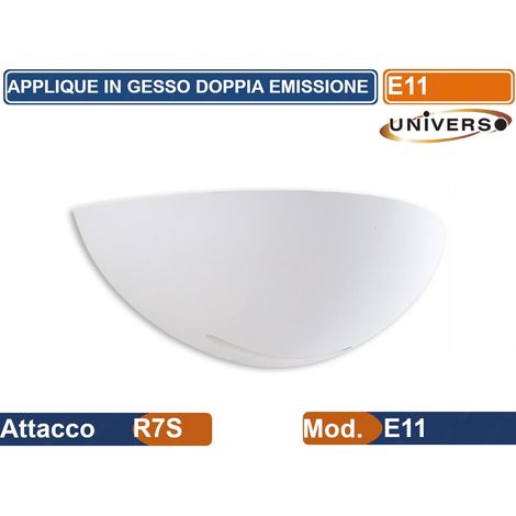 Applique parete mezza luna gesso doppia emissione moderno verniciabile attacco E27 (1/5)