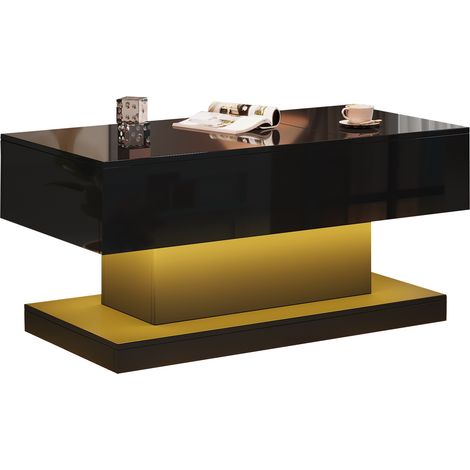 CHICFURN Mesa de centro elevable 100x50x45 cm negra con LED y almacenamiento (1/5)