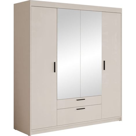 Armoire Novduni 108, Beige, 191x176x53cm, Portes d'armoire: Avec des charnières, Nombre d'étagères: 5 (1/4)