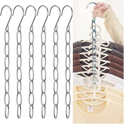 Kleiderbügel – Metallhaken – 6er-Pack – Hängender Kleiderschrank-Organizer – Zuhause – Wohnmobil – Büro – Reisen – Studentenwohnheim – Silber (1/5)