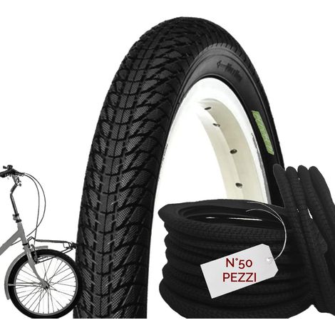 50 Copertoni Graziella 20 x 1.75 (47-406) Pneumatici Neri Stradali per City Bike Bambino Bici Bimbo 20 Ecovelo