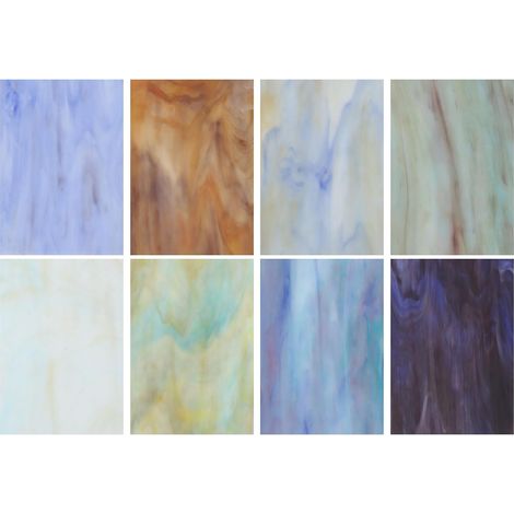 8 Feuilles de Verre Coloré, 4 x 6 Pouces, Assortiment de Carreaux de Mosaïque pour Projets Diy Décoration Maison, Série Bleue (1/5)