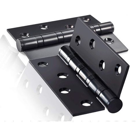Charnières de porte en acier inoxydable Charnières de porte pliantes à roulement à feuilles (2 pièces noires) (1/5)