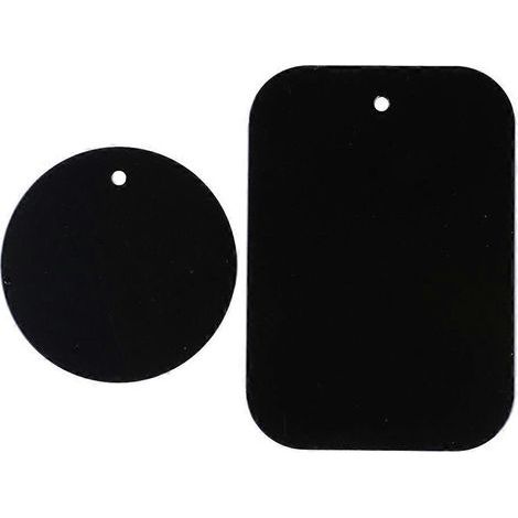 Set mit 4 selbstklebenden Metallplatten für magnetische Autohalterungen für Handys, GPS-Geräte und Lüftungsschlitze, rechteckige und runde Formen – 4 Stück – Schwarz (1/3)