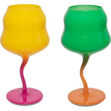 Set 2 Calici da Cocktail in Vetro 450 ml Giallo e Rosa Verde e Arancione WD LIFESTYLE