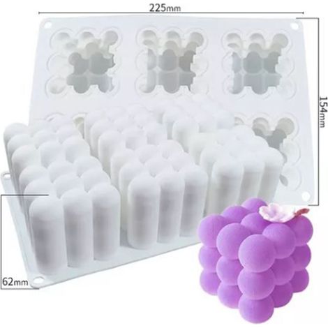 Silikonform in Form eines Zauberwürfels zum Selbermachen für Duftkerzen und zum Backen (6-in-1-Silikonform in Form eines Zauberwürfels, DG-92) (1/5)